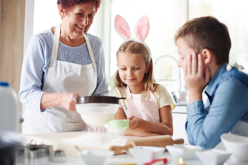 Family baking together